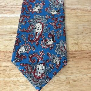 Vintage Balancine Silk Disney The Tie Works paisley hidden Mickey Donald Goofy